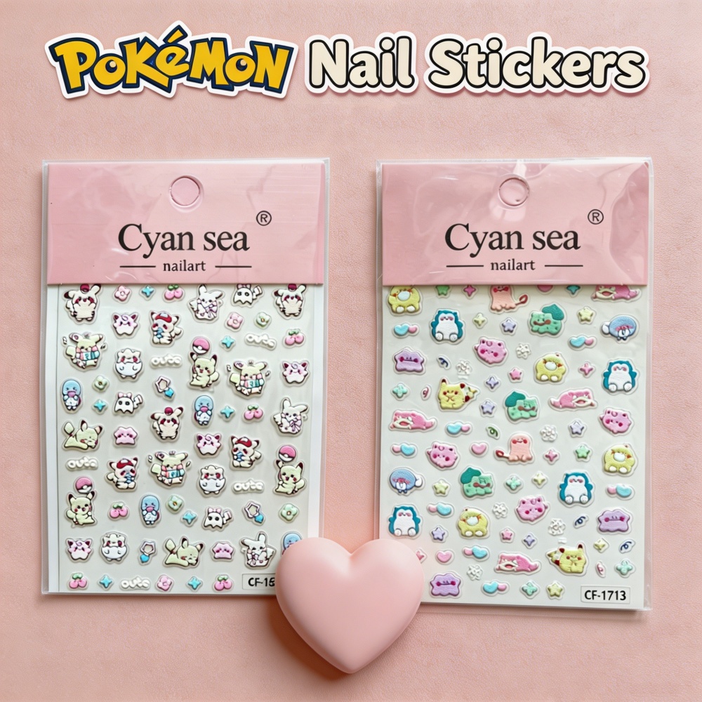Anime Merchandise Nepal - Adesivi per Unghie Pokémon Kawaii Pikachu,