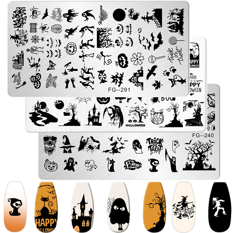 Anime Merchandise Nepal - Cartoon Halloween Nail Art Stamping Piatti